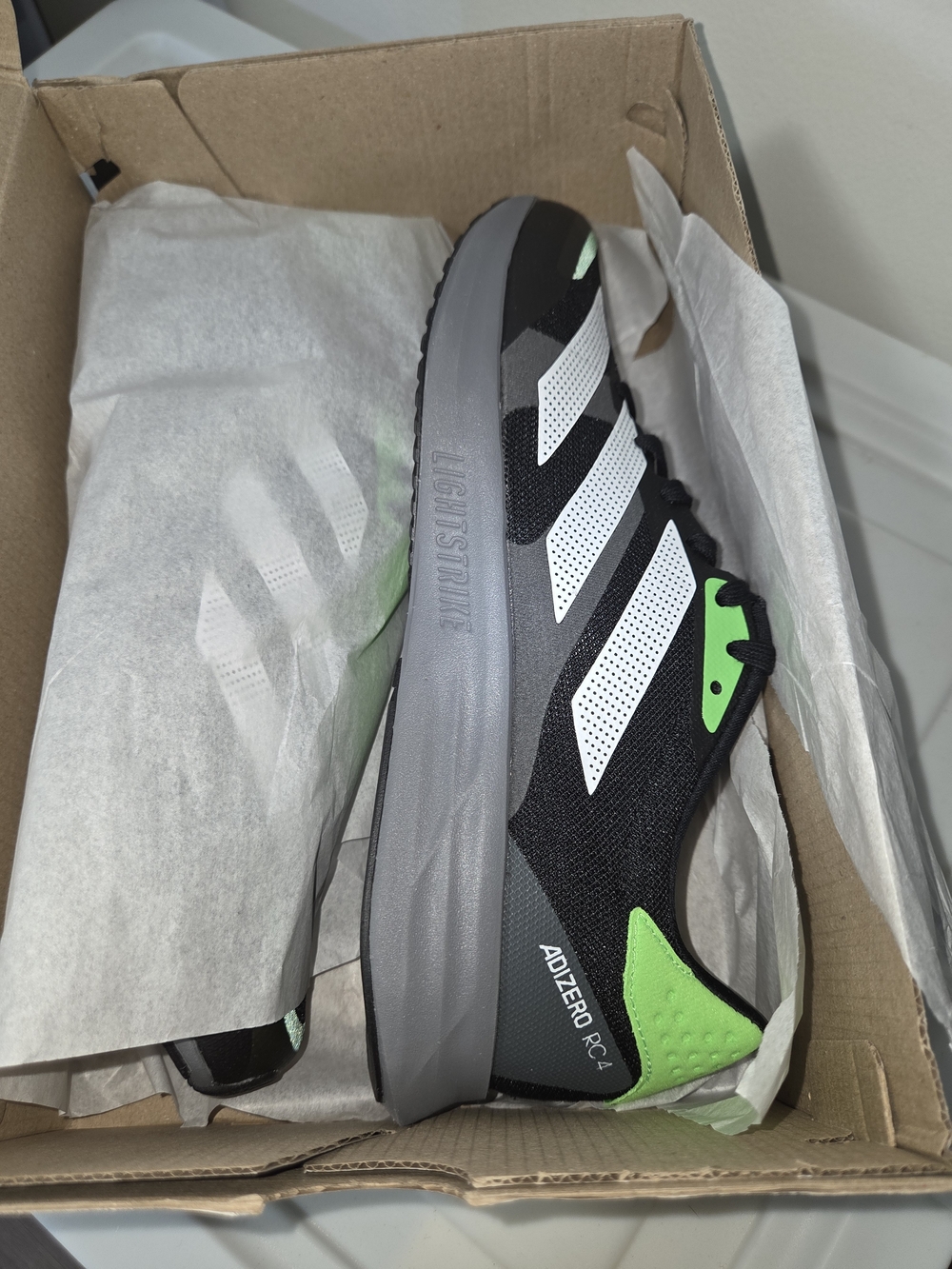 Adidas Adizero RC Running Shoe in Black & Neon Green